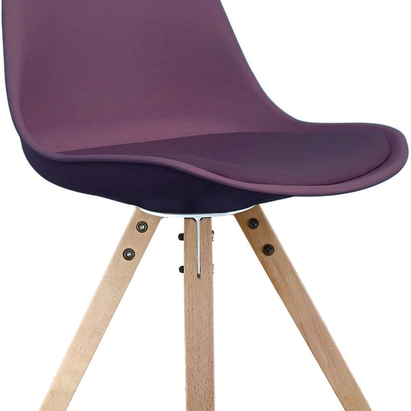 Soho Aubergine Purple Plastic Dining Chair with Square Pyramid Light Wood Legs