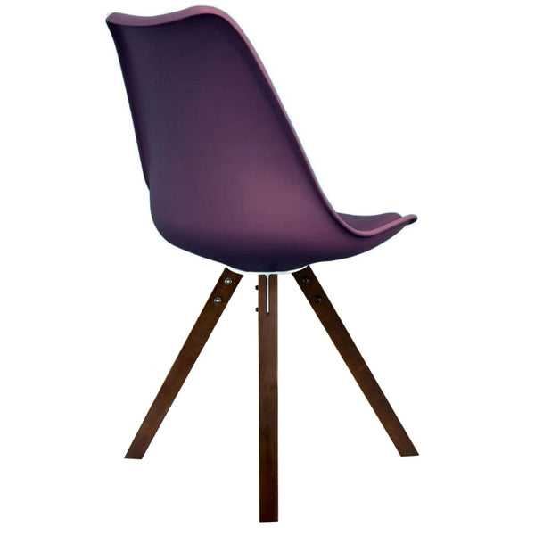 Soho Aubergine Purple Plastic Dining Chair with Square Pyramid Dark Wood Legs