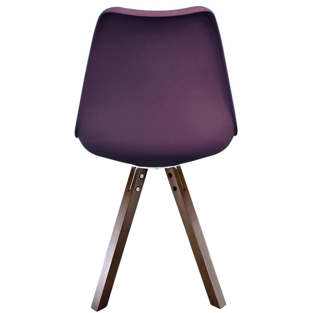 Soho Aubergine Purple Plastic Dining Chair with Square Pyramid Dark Wood Legs