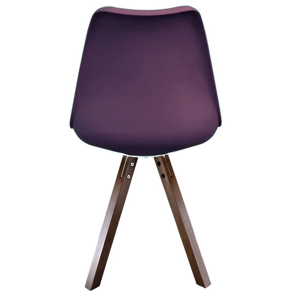 Soho Aubergine Purple Plastic Dining Chair with Square Pyramid Dark Wood Legs