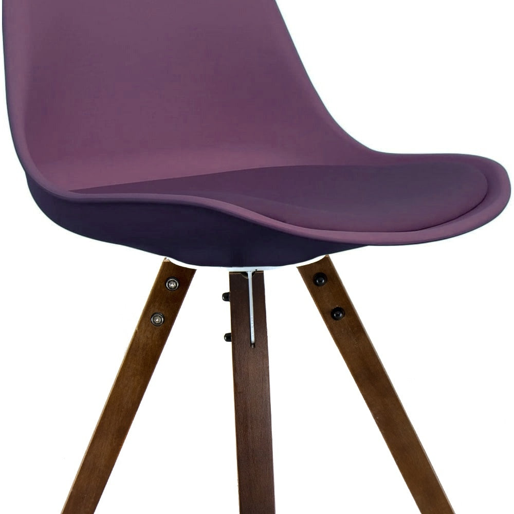 Soho Aubergine Purple Plastic Dining Chair with Square Pyramid Dark Wood Legs