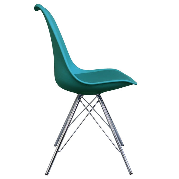 OUTLET Soho Teal Plastic Dining Chair with Chrome Metal Legs