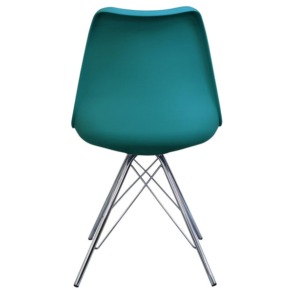 OUTLET Soho Teal Plastic Dining Chair with Chrome Metal Legs