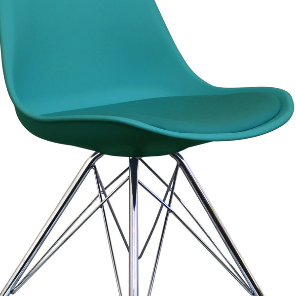 OUTLET Soho Teal Plastic Dining Chair with Chrome Metal Legs