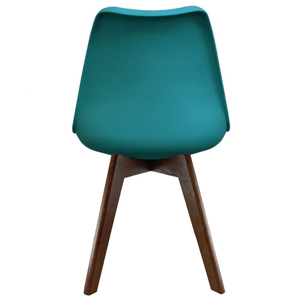 Soho Teal Plastic Dining Chair with Squared Dark Wood Legs