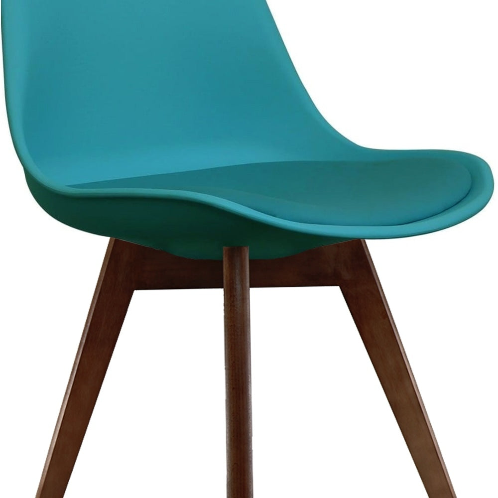 Soho Teal Plastic Dining Chair with Squared Dark Wood Legs