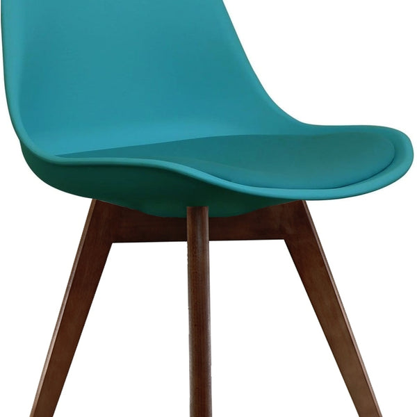 Soho Teal Plastic Dining Chair with Squared Dark Wood Legs