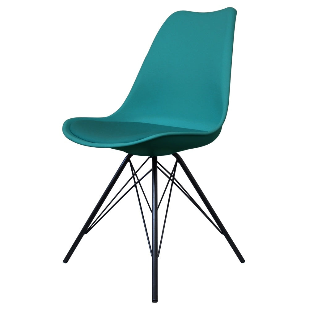 OUTLET Soho Teal Plastic Dining Chair with Black Metal Legs