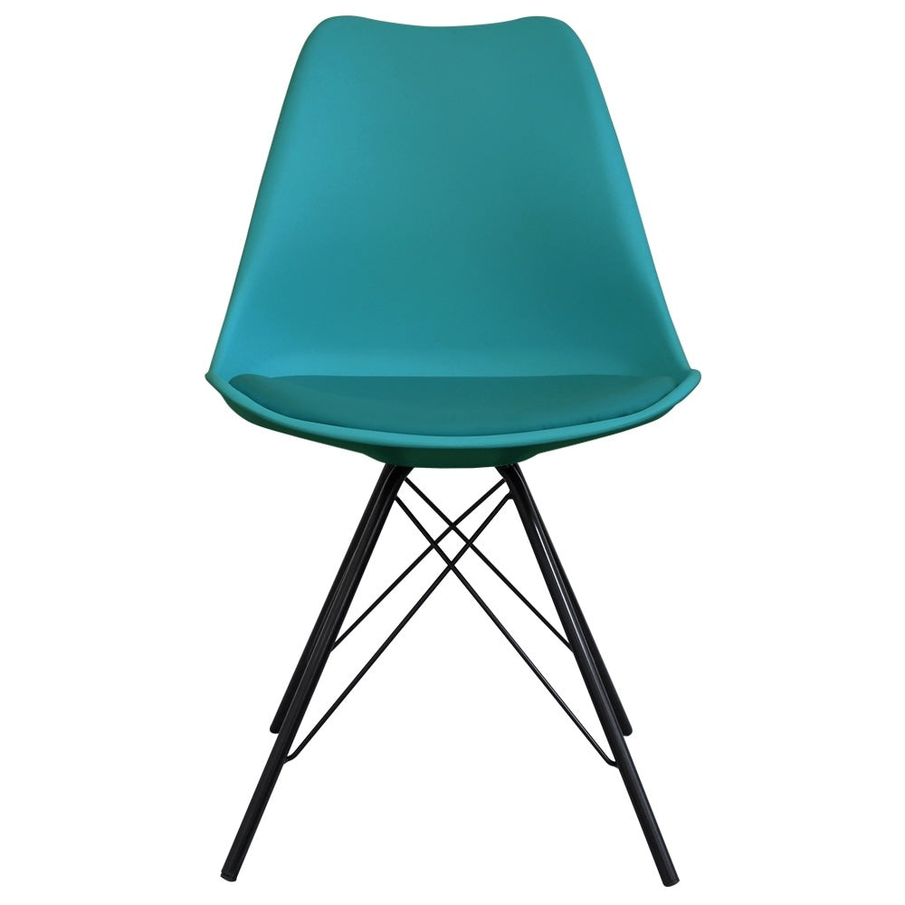 Soho Teal Plastic Dining Chair with Black Metal Legs