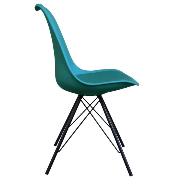 Soho Teal Plastic Dining Chair with Black Metal Legs