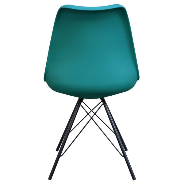 Soho Teal Plastic Dining Chair with Black Metal Legs