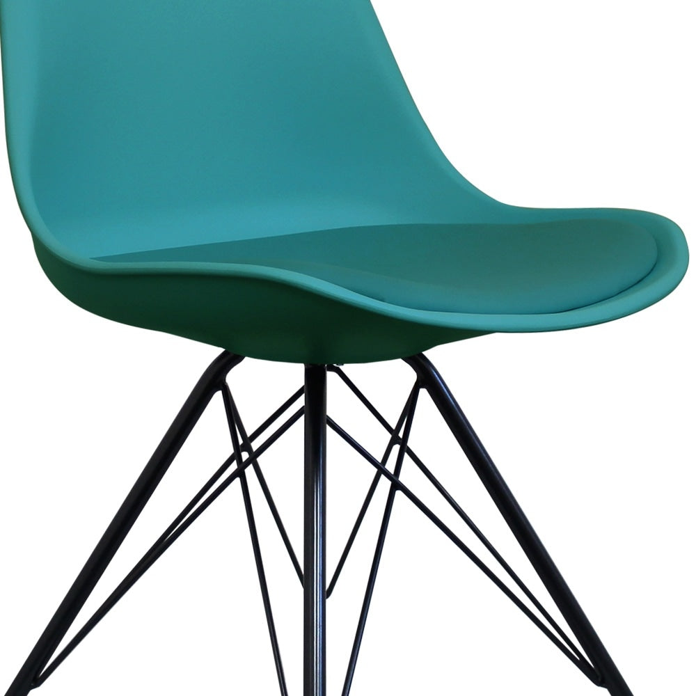 Soho Teal Plastic Dining Chair with Black Metal Legs