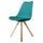 Soho Teal Plastic Dining Chair with Square Pyramid Light Wood Legs