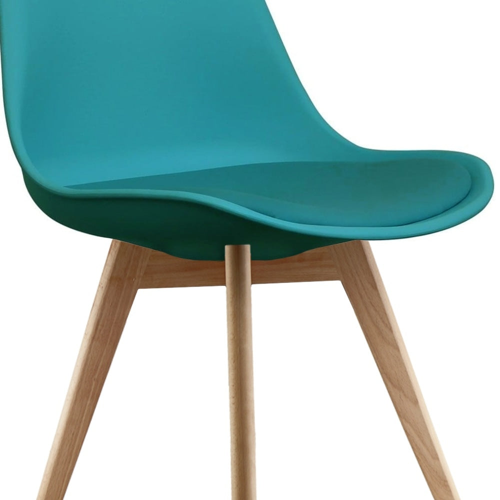 Soho Teal Plastic Dining Chair with Squared Light Wood Legs