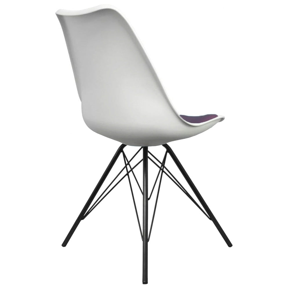 Soho White and Aubergine Purple Plastic Dining Chair with Black Metal Legs