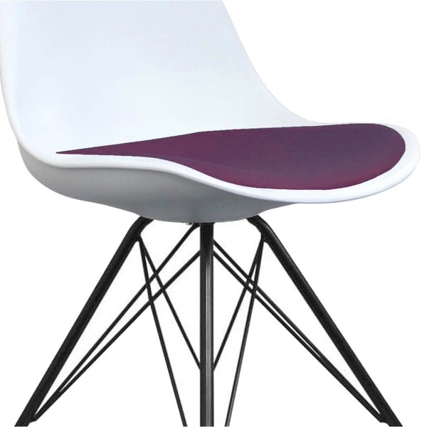 Soho White and Aubergine Purple Plastic Dining Chair with Black Metal Legs