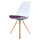 Soho White and Aubergine Purple Plastic Dining Chair with Pyramid Light Wood Legs