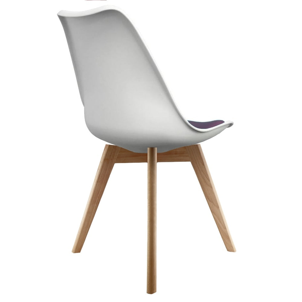 Soho White and Aubergine Purple Plastic Dining Chair with Squared Light Wood Legs