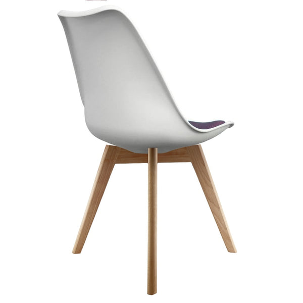 Soho White and Aubergine Purple Plastic Dining Chair with Squared Light Wood Legs