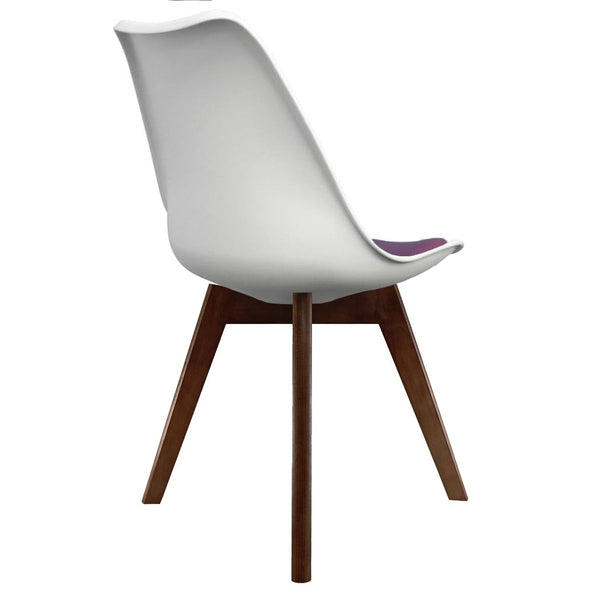 Soho White and Aubergine Purple Plastic Dining Chair with Squared Dark Wood Legs
