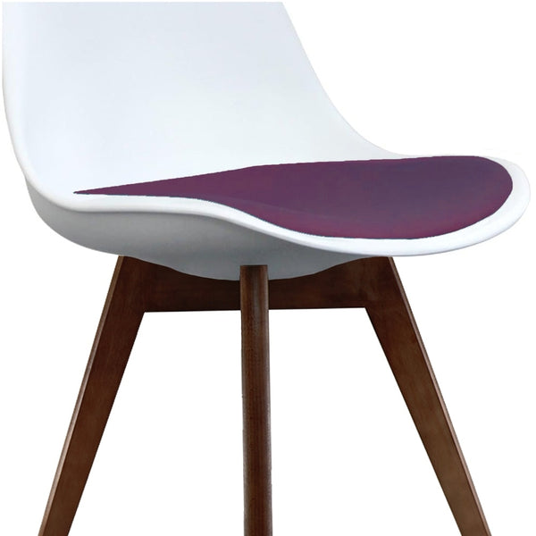 Soho White and Aubergine Purple Plastic Dining Chair with Squared Dark Wood Legs