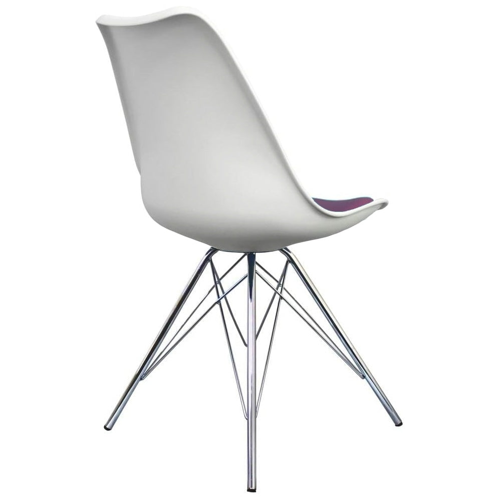 Soho White and Aubergine Purple Plastic Dining Chair with Chrome Metal Legs