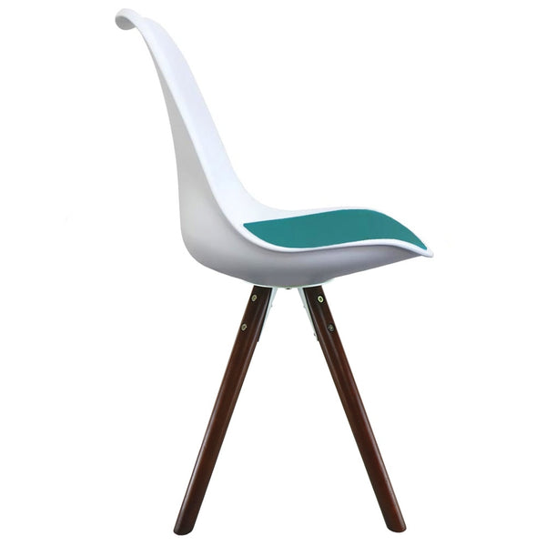 Soho White and Teal Dining Chair with Pyramid Dark Wood Legs
