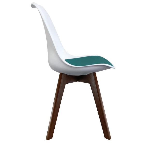 Soho White and Teal Dining Chair with Squared Dark Wood Legs