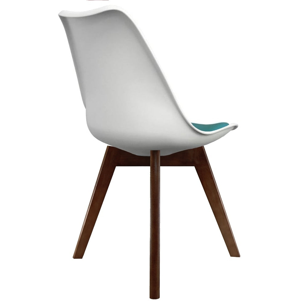 Soho White and Teal Dining Chair with Squared Dark Wood Legs