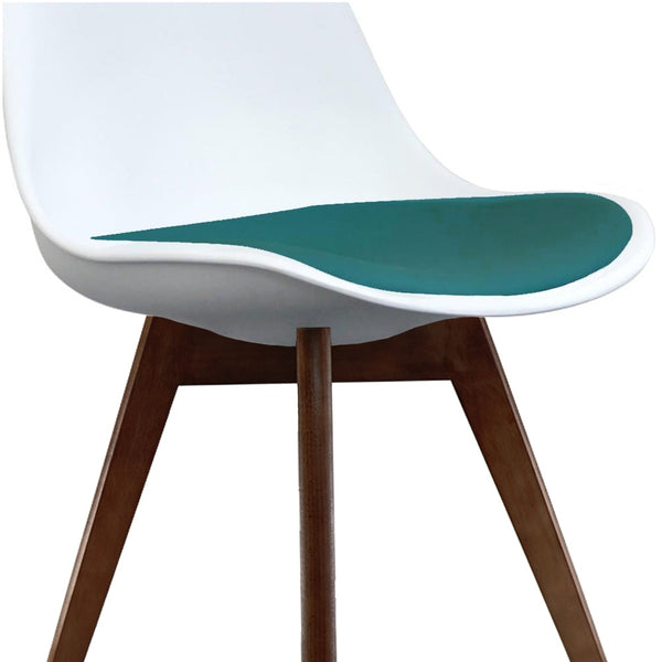 Soho White and Teal Dining Chair with Squared Dark Wood Legs