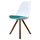 Soho White and Teal Dining Chair with Square Pyramid Dark Wood Legs