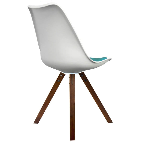 Soho White and Teal Dining Chair with Square Pyramid Dark Wood Legs