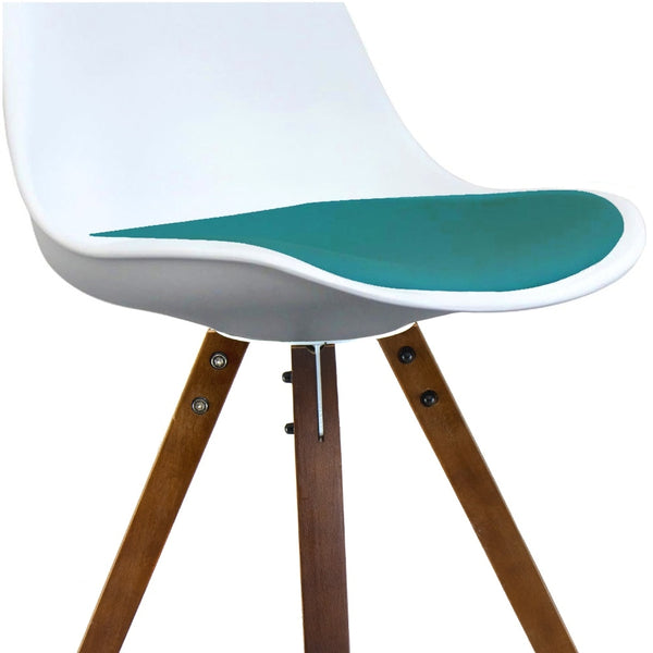 Soho White and Teal Dining Chair with Square Pyramid Dark Wood Legs
