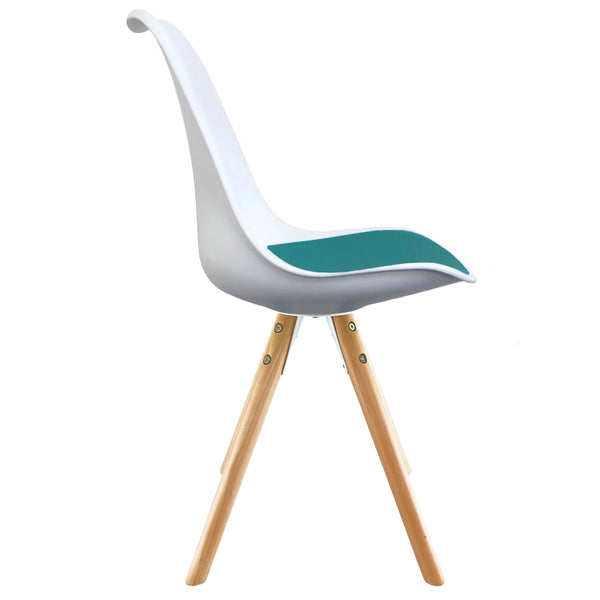 Soho White and Teal Dining Chair with Pyramid Light Wood Legs