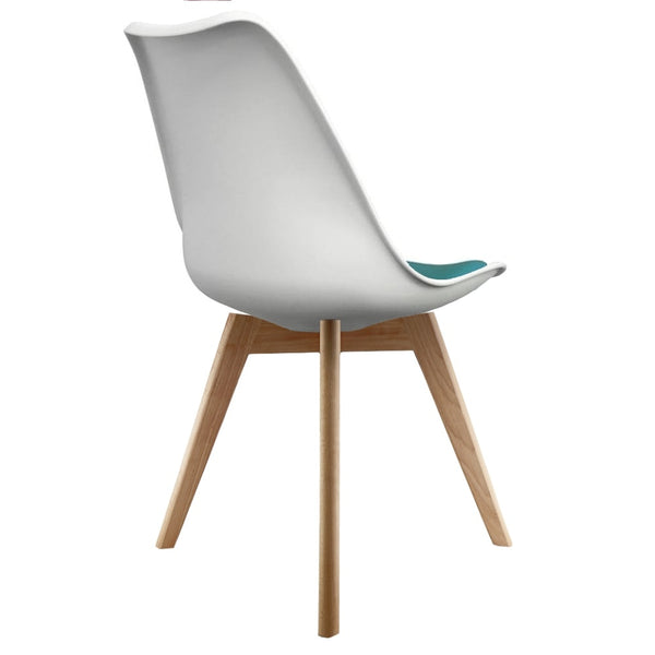 Soho White and Teal Dining Chair with Squared Light Wood Legs