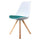 Soho White and Teal Dining Chair with Square Pyramid Light Wood Legs