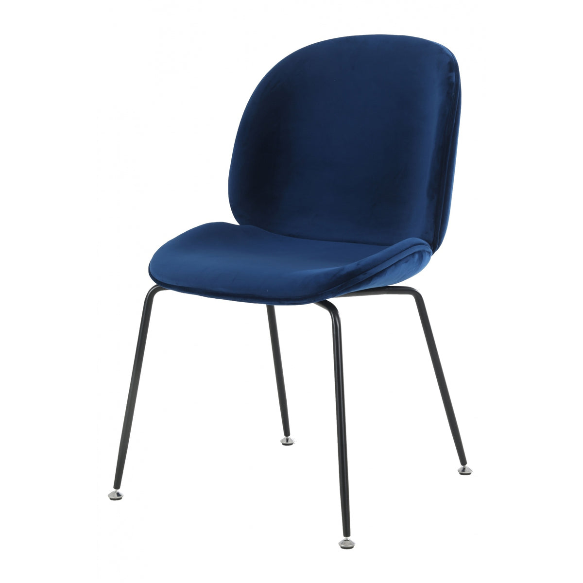 OUTLET Luxurious Navy Velvet Dining Chair with Black Metal Legs