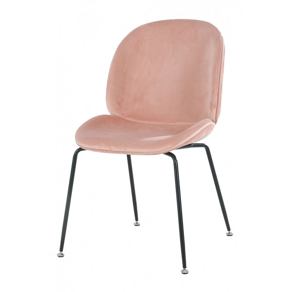 OUTLET Luxurious Blush Pink Velvet Dining Chair with Black Metal Legs