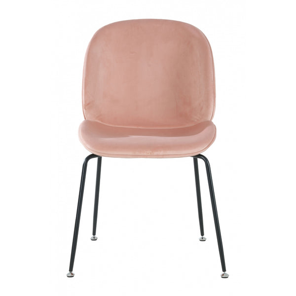 OUTLET Luxurious Blush Pink Velvet Dining Chair with Black Metal Legs
