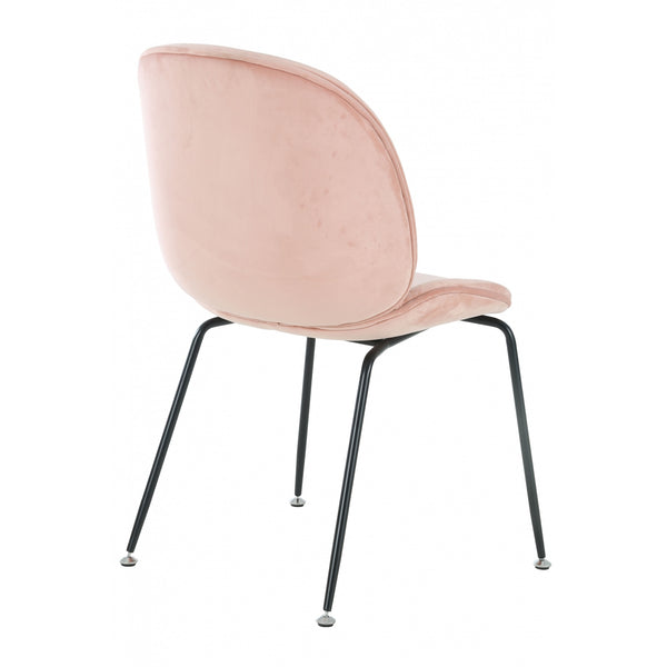 OUTLET Luxurious Blush Pink Velvet Dining Chair with Black Metal Legs