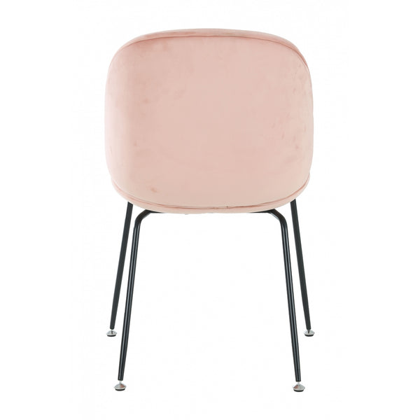 OUTLET Luxurious Blush Pink Velvet Dining Chair with Black Metal Legs
