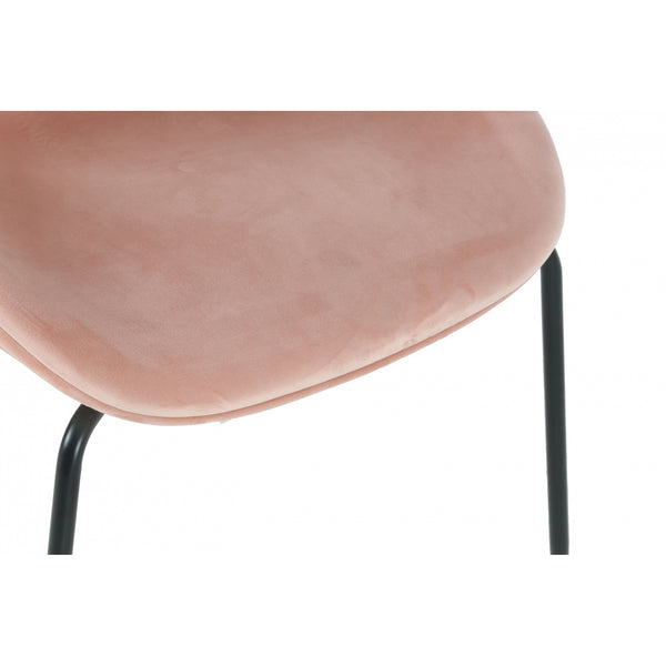 OUTLET Luxurious Blush Pink Velvet Dining Chair with Black Metal Legs