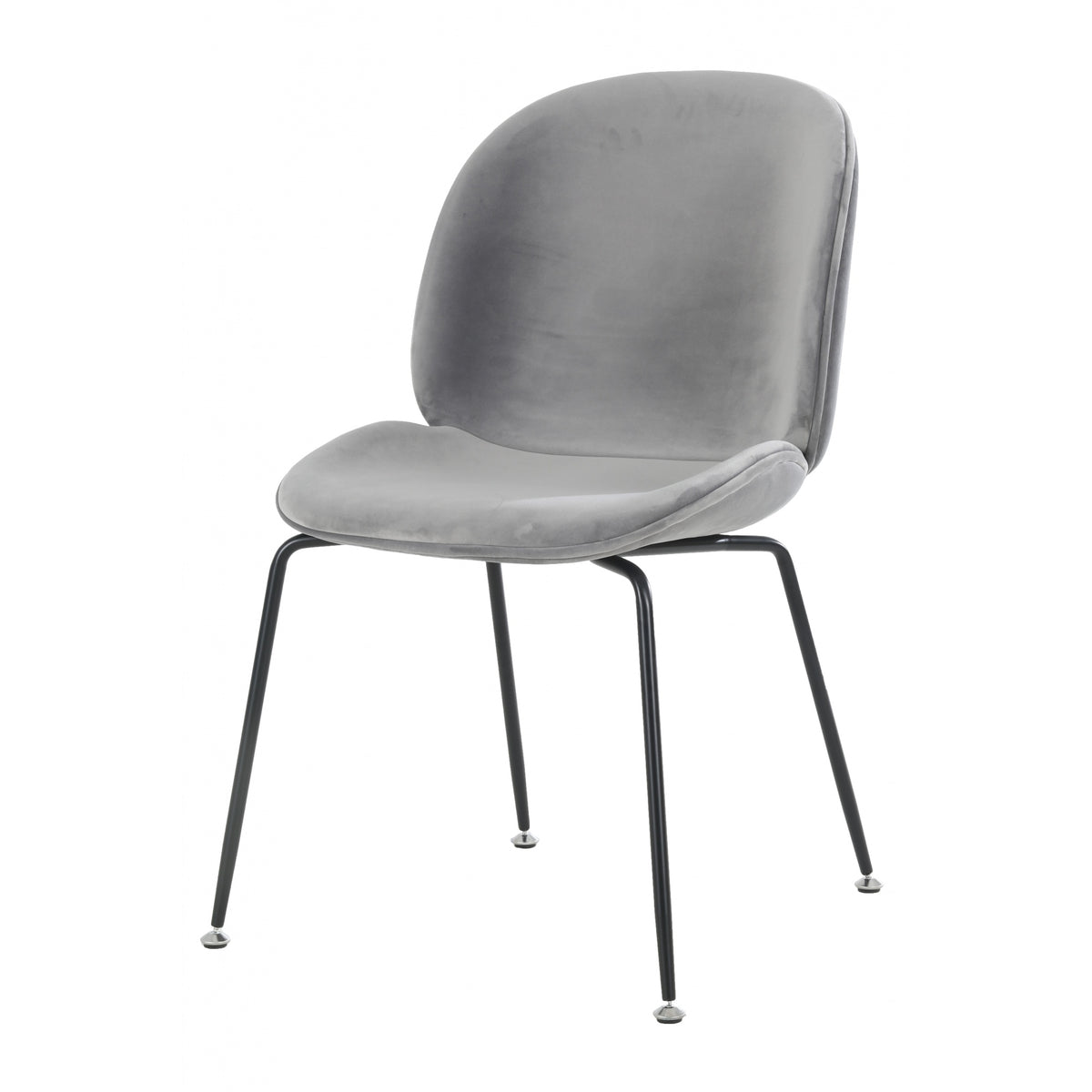 OUTLET Luxurious Grey Velvet Dining Chair with Black Metal Legs