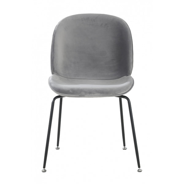 OUTLET Luxurious Grey Velvet Dining Chair with Black Metal Legs