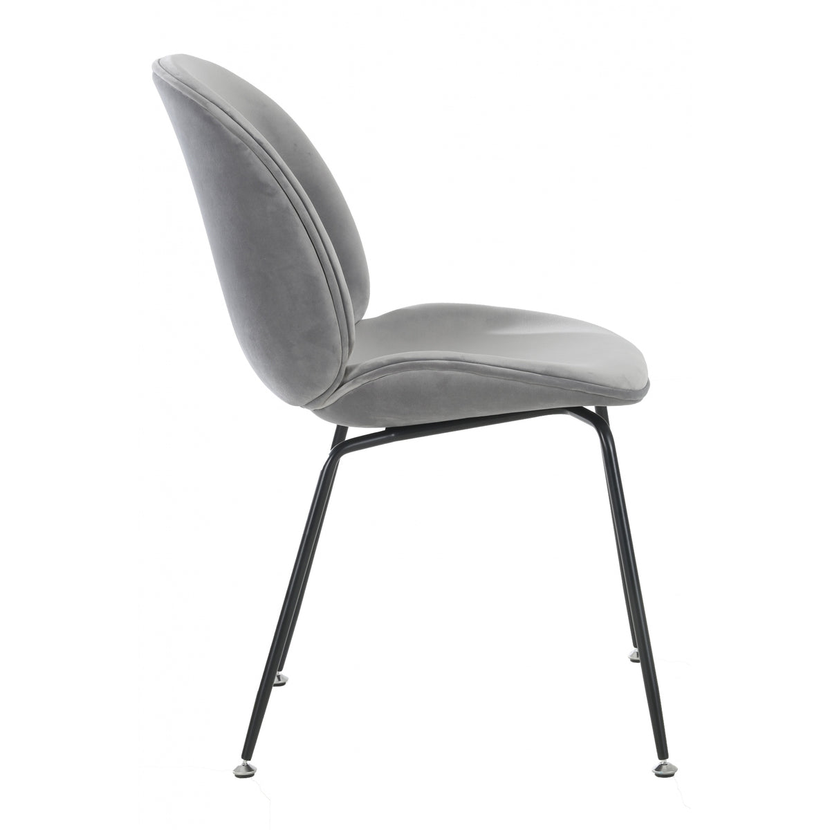 OUTLET Luxurious Grey Velvet Dining Chair with Black Metal Legs