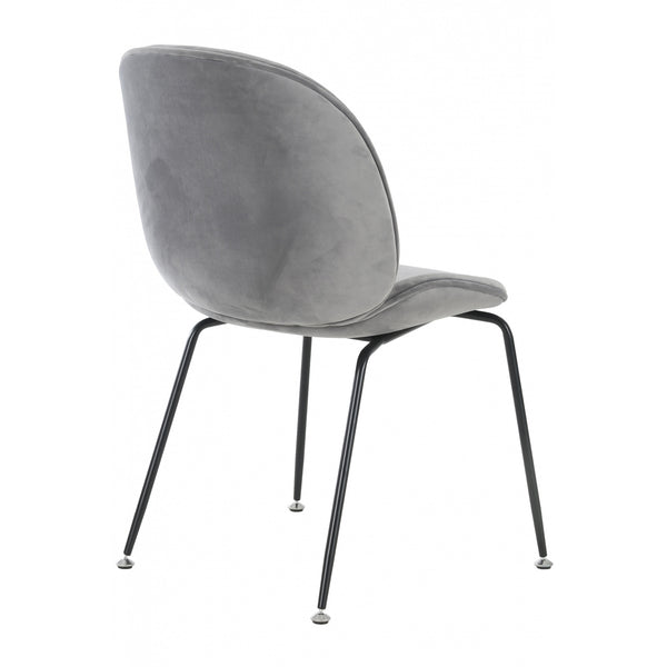 OUTLET Luxurious Grey Velvet Dining Chair with Black Metal Legs