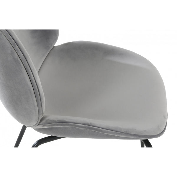 OUTLET Luxurious Grey Velvet Dining Chair with Black Metal Legs