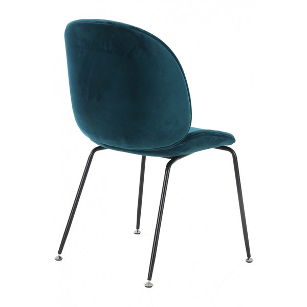 Luxurious Teal Velvet Dining Chair with Black Metal Legs