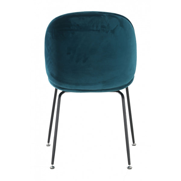 Luxurious Teal Velvet Dining Chair with Black Metal Legs