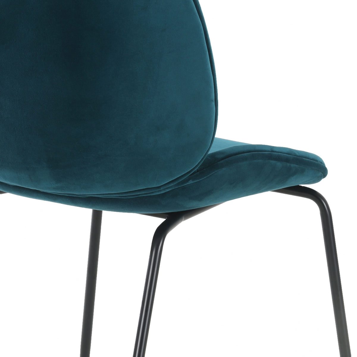 Luxurious Teal Velvet Dining Chair with Black Metal Legs